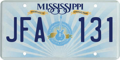 MS license plate JFA131