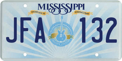MS license plate JFA132