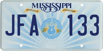 MS license plate JFA133