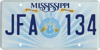 MS license plate JFA134