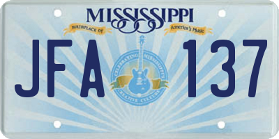 MS license plate JFA137