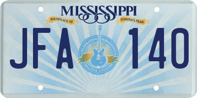 MS license plate JFA140