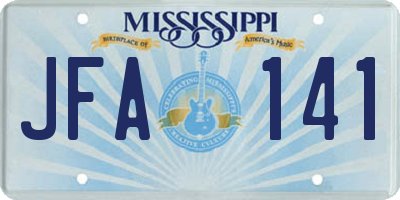 MS license plate JFA141