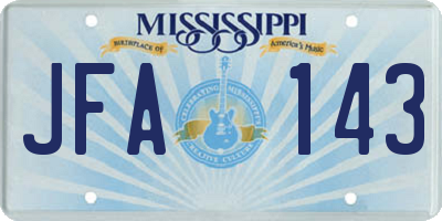 MS license plate JFA143