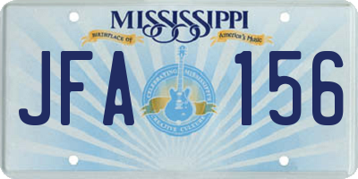 MS license plate JFA156