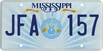 MS license plate JFA157