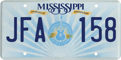 MS license plate JFA158
