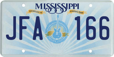 MS license plate JFA166