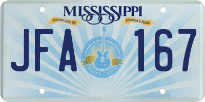 MS license plate JFA167