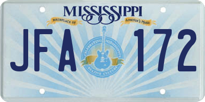 MS license plate JFA172