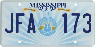 MS license plate JFA173