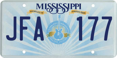 MS license plate JFA177