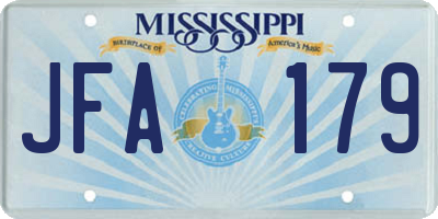 MS license plate JFA179