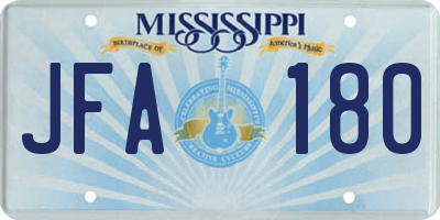 MS license plate JFA180