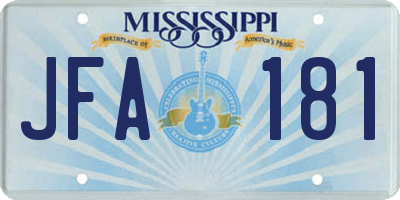 MS license plate JFA181