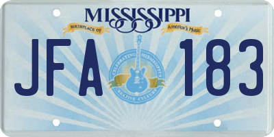 MS license plate JFA183