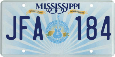MS license plate JFA184