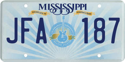 MS license plate JFA187