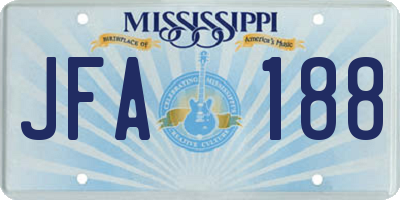 MS license plate JFA188