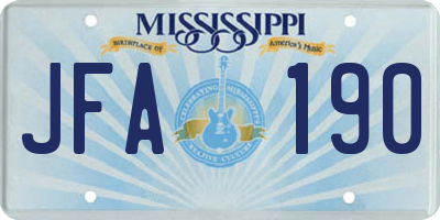 MS license plate JFA190