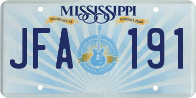 MS license plate JFA191