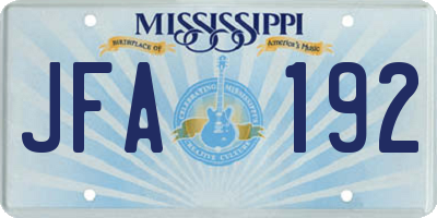 MS license plate JFA192