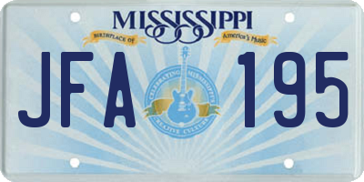 MS license plate JFA195
