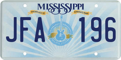 MS license plate JFA196