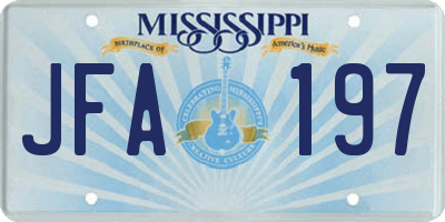 MS license plate JFA197