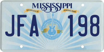 MS license plate JFA198