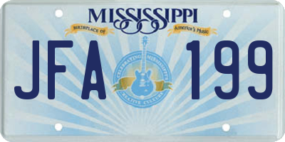 MS license plate JFA199