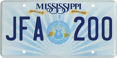 MS license plate JFA200