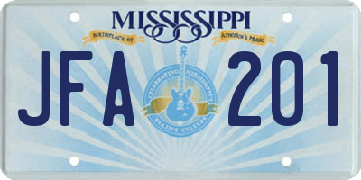 MS license plate JFA201