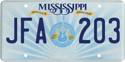 MS license plate JFA203