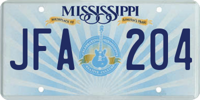 MS license plate JFA204