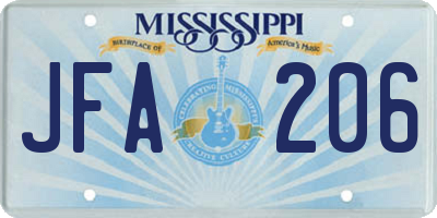 MS license plate JFA206