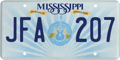 MS license plate JFA207