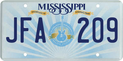 MS license plate JFA209