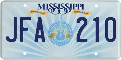 MS license plate JFA210