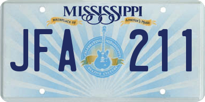 MS license plate JFA211