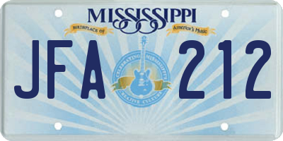 MS license plate JFA212