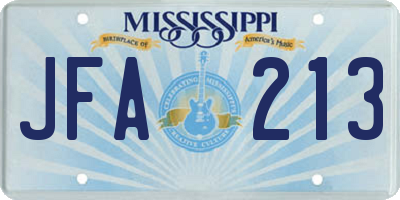 MS license plate JFA213