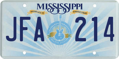 MS license plate JFA214