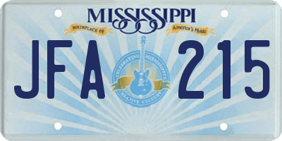 MS license plate JFA215