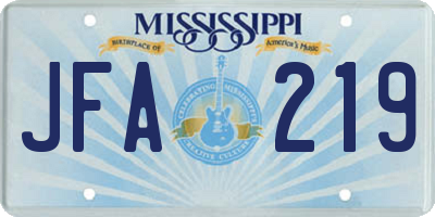 MS license plate JFA219