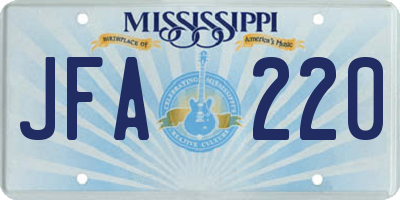MS license plate JFA220