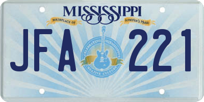 MS license plate JFA221