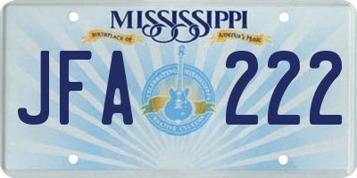 MS license plate JFA222