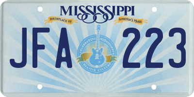 MS license plate JFA223