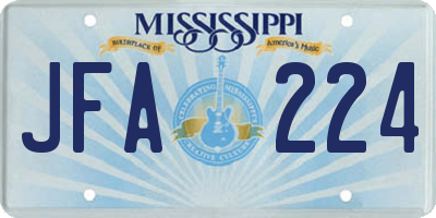 MS license plate JFA224